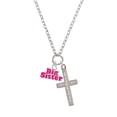 thumbnail image 2 of Delight Jewelry Silvertone Hot Pink ''Big Sister'' with Heart Everlasting Love Engraved Cross Zoey Necklace, 28", 2 of 4