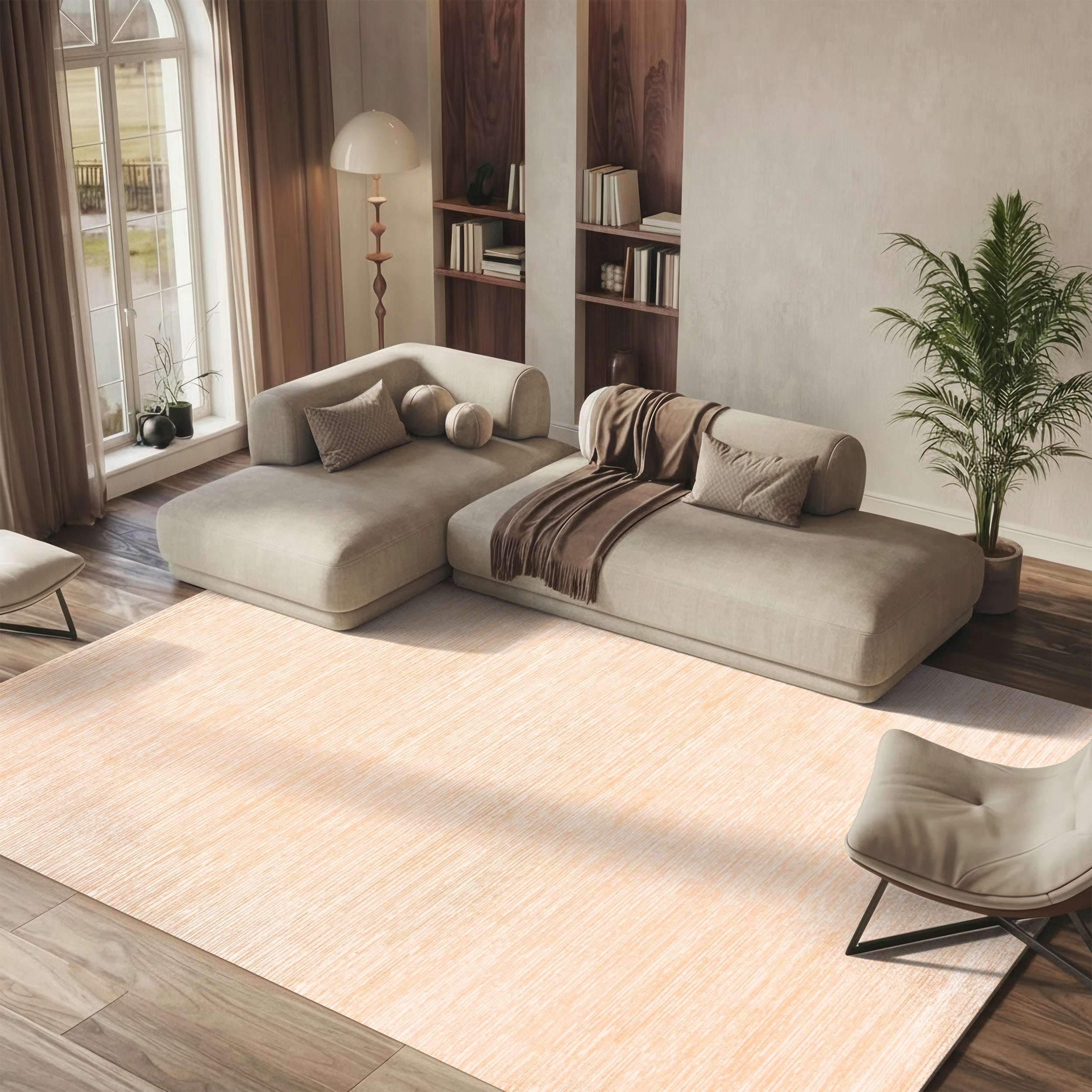 SAFAVIEH Vision Adrasteia Overdyed Solid Area Rug, 6' x 9', Beige - Modern Design, Beige, Non-Shedding & Easy Cleaning, Ideal for Living Room, Bedroom, Dining Space