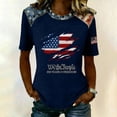 thumbnail image 2 of Fabrcox 1776-2026 250 Anniversary USA T Shirt Flag Print Crew Neck Women's Tops Short Sleeve Patriotic 4th of July Womens Graphic T-Shirts Blue M, 2 of 3