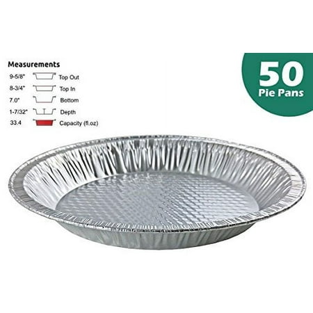 Handi-Foil 10" (Actual Top-Out 9-5/8 Inches - Top-In 8-3/4 Inches) Aluminum Foil Pie Pan - Disposable Baking Tin Plates (50)
