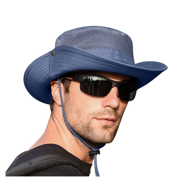 Bucket Sun Hats Mens UV Protection WideHat Cooling Mesh Ponytail Hole