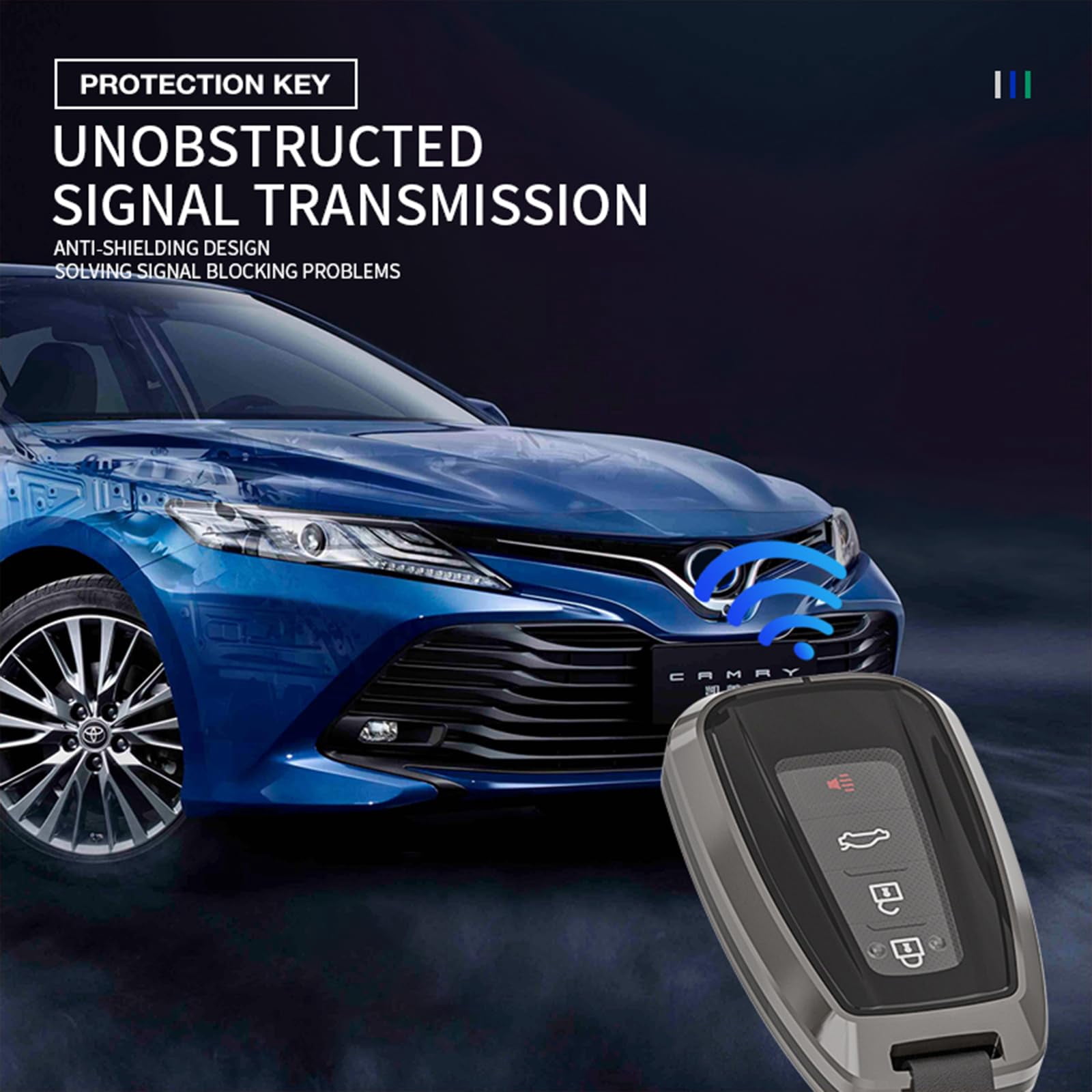 Toyota Key Fob Cover, TPU+Zinc Alloy Case for 2018-2024 RAV4, Camry, C-HR, Avalon, GT86, 2020-2022 Highlander, Corolla, Prius Remote Key