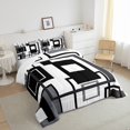 thumbnail image 4 of Erosebridal Black White And Grey Comforter Set King For Adults Men,Abstract Geometric Bedding Set Geometry Square Striped Down Comforter Simple Lines Quilt Duvet 2 Pillow Cases Modern Bedroom Decor, 4 of 6