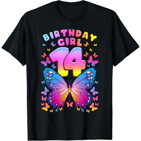 Exquisite and comfortable-14th Birthday, Girl 14 Years, Butterfly, Number 14 T-Shirt