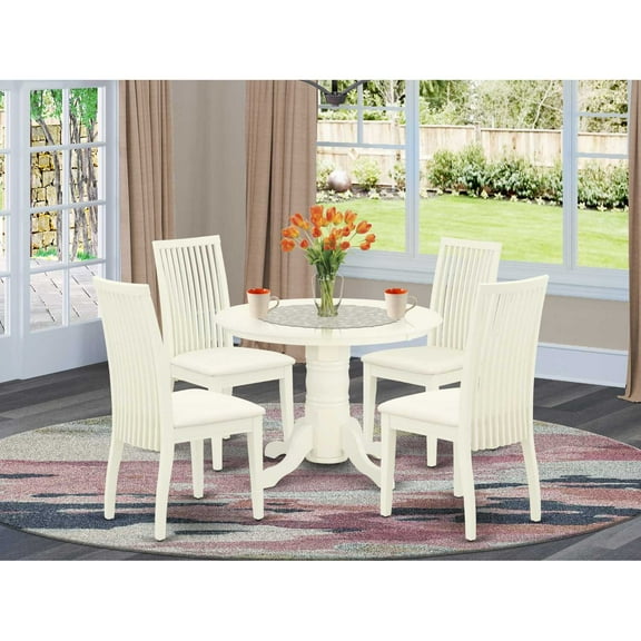 East West Furniture Dining Room Set Linen White, SHIP5-WHI-C