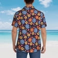 thumbnail image 4 of Sikiie Leaves Flower Print Men's Hawaiian Shirt, Summer Beach Button Pocket Short Sleeve T-Shirt,X-Large, 4 of 7