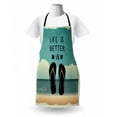 thumbnail image 3 of Flip Flop Apron, Scribbled Hand Drawn Style Beach Sandals with a Message on Oceanic Background, Unisex Kitchen Bib with Adjustable Neck for Cooking Gardening, Adult Size, Multicolor, by Ambesonne, 3 of 4