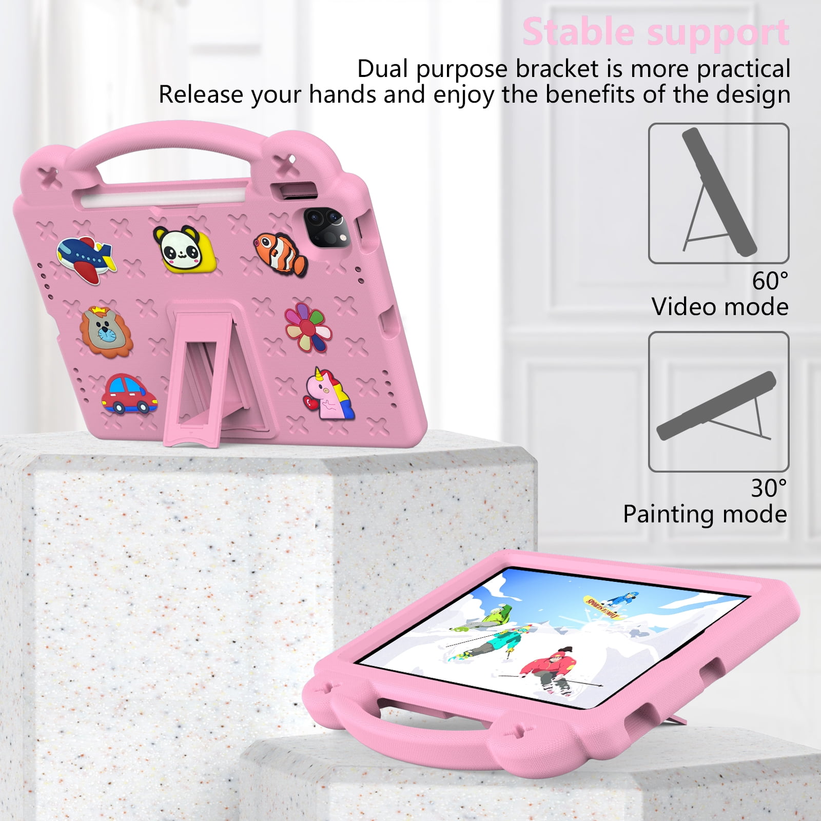 Rugged Case for Apple iPad A16 11th Gen 11 inch 2025 & iPad 10th Gen 10.9" with Screen Protector Film, Shockproof EVA Foam Cover with Adjustable Shoulder Strap, Built-in Kickstand, Child-Friendly