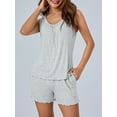 thumbnail image 5 of Michellecmm Women’s Two Piece Pajama Set Sleeveless Ruched Tank Tops and Shorts Set Babydoll Sleepwear, 5 of 9