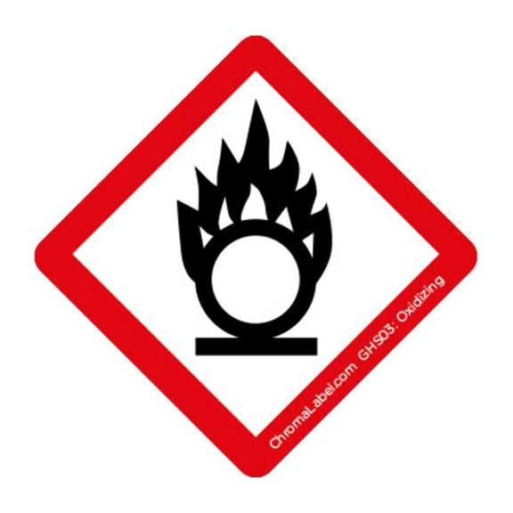 2" x 2" Permanent Durable Square D.O.T. Hazard Labels, GHS03: Oxidizing Pictogram Label, 100/Roll