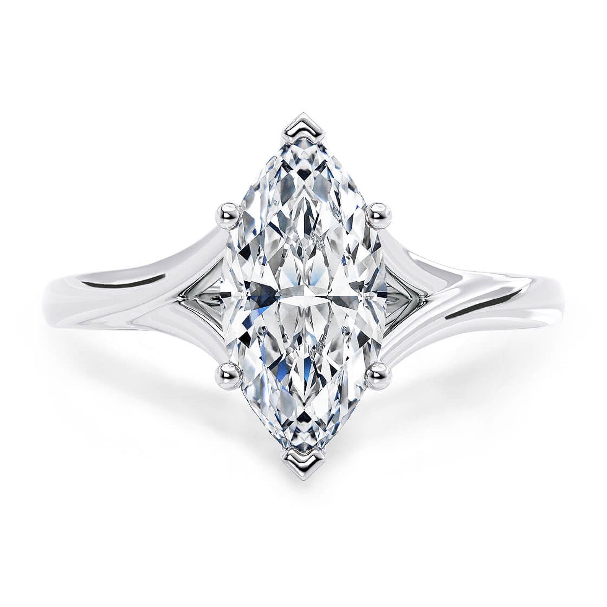 Sparkling Splendor: 1.5 Ct Marquise cut Moissanite Diamond Solitaire Engagement Ring with two shoulders in 925 Silver for Her