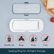 KITCHENDAO One-handed Airtight Butter Dish with Lid for Countertop and Refrigerator Door Shelf, Butter Holder with One Press to Open/Close Secure Latching Buckle for West/East Coast Butter (White)