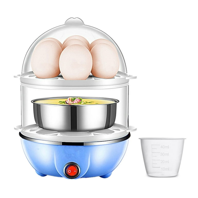 Alloet Mini Egg Poacher 2-Layer Electric Egg Steamer Auto Power Off Kitchen Tool (Blue), Size: 1 Pack