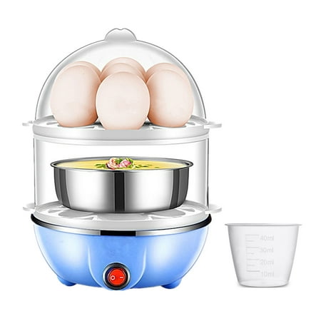 

Niovtt Mini Egg Poacher 2-Layer Electric Egg Steamer Auto Power Off Kitchen Tool (Blue)