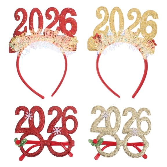 Milisten 2026 New Year Party Hairbands Assorted Colors Plastic Headbands with Number Sequins Decoration