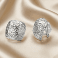 thumbnail image 3 of Yoursfs Large Thick Silver Clip Earrings for Women Platinum Plated Textured Half Hoop Chunky Clip On Earrings Non Pierced Ears Fashion Prom Jewelry, 3 of 6