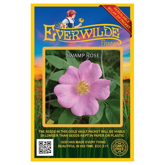 Everwilde Farms - 100 Swamp Rose Native Wildflower Seeds - Gold Vault Seed Packet