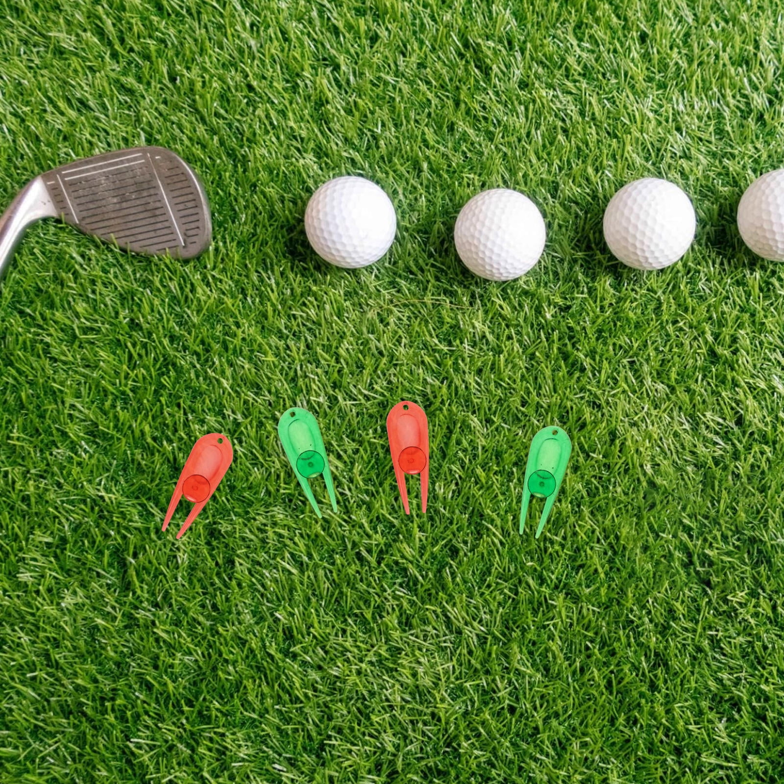 DEEPCRAFF 8Pcs Compact Plastic Divot Repair Tool with Golf Ball Marker for Golf Course Maintenance