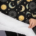 thumbnail image 3 of Oversized Wearable Blanket Hoodie,Black Sun Moon Star Pattern Sherpa Blanket Hoodie with Super Pockets,Super Warm Fuzzy Pullover for Women & Men, 3 of 6