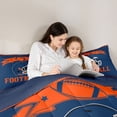 thumbnail image 5 of jejeloiu Football Sport Games Full Size Comforter Sets,Orange Deepblue Bedding Sets For Rugby Gamer Reversible 3-Piece, 5 of 8
