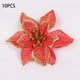 thumbnail image 3 of Yuarrent Paquete de 10 flores navideñas con purpurina, decoración de simulación Artificial, cabezas de flores grandes, adorno de granja para el hogar Kits de decoración para fiestas Rojo Yuarrent HA065231-02, 3 of 6