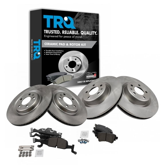 TRQ Front and Rear Brake Pad & Rotor Kit Brake Pads Brake Rotor Ceramic Fits Select 2019-2020 Audi A4 2017-2019 A4 allroad 2019 A4 Quattro 2018-2019 A5 Quattro A5 Sportback 2018 Q5