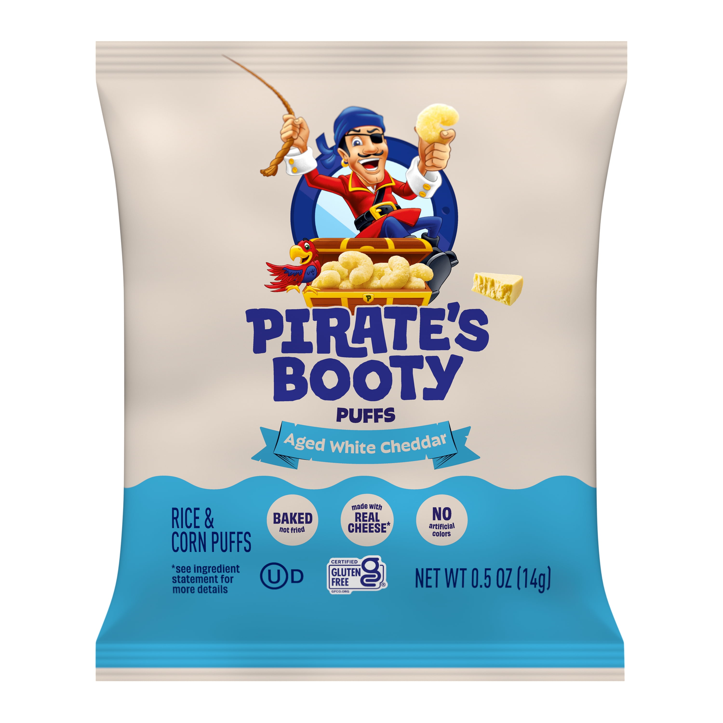 Pirate's Booty Gluten-Free Aged White Cheddar + Cheddar Blast Puffed Kid Snacks Variety Pack (18 count)