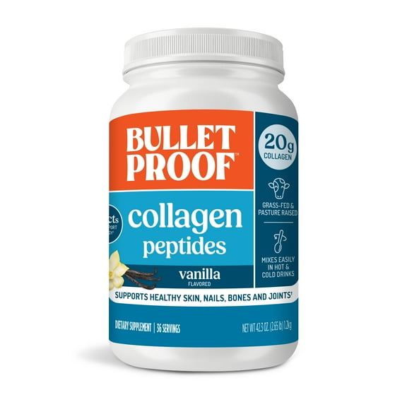 Bulletproof Vanilla Collagen Protein Powder with MCT Oil, 19g Protein, 42.3 Oz, Value Size, Collagen Peptides and Amino Acids for Skin, Bone and Joint Support, Pasture Raised, No Added Hormones