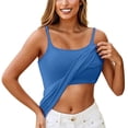 thumbnail image 6 of Tank Tops for Women Summer Tee Fit Turtleneck Sleeveless Casual Camisole Tops Blue XXXL, 6 of 7