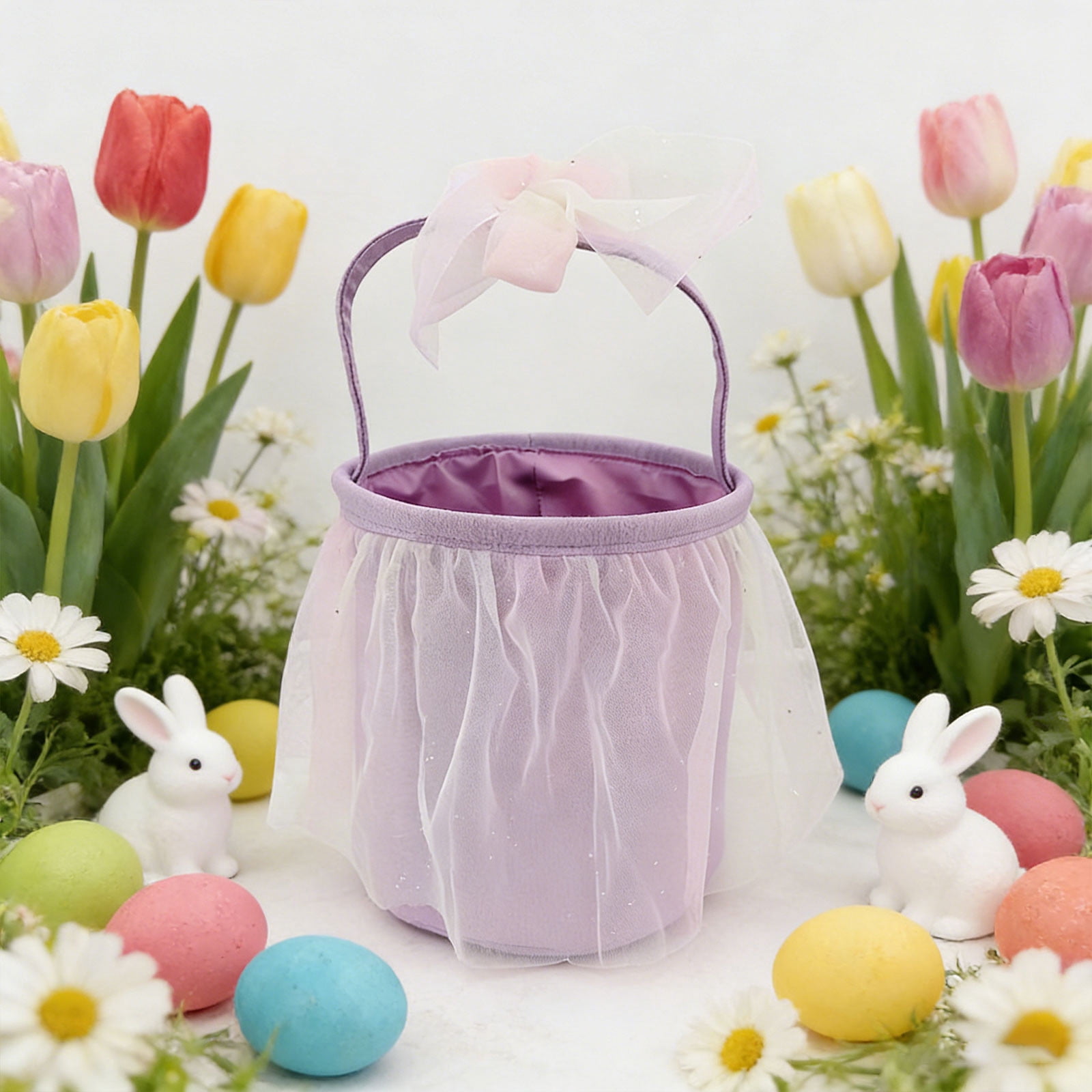 Lunxisen 4 Pcs Easter Basket Bag Decorative Gift Storage Organizer for Holiday Party Home Decor