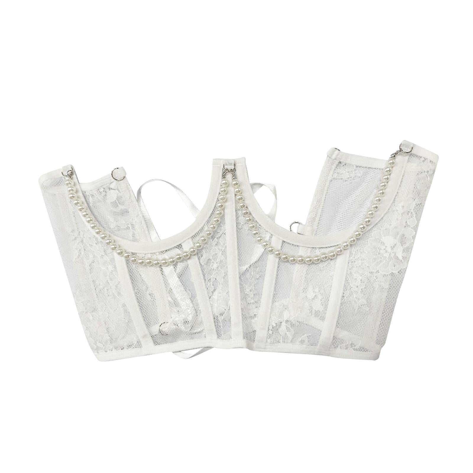 Silver Lace-Up Corset Belt with White Tie Lace Kemerix Women main image 2