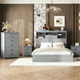 thumbnail image 2 of Queen Bedroom Furniture In Gray, Retro Style With Build And Ample Storage Vintage Collection, Plywood, Spacious Options, 2 of 5