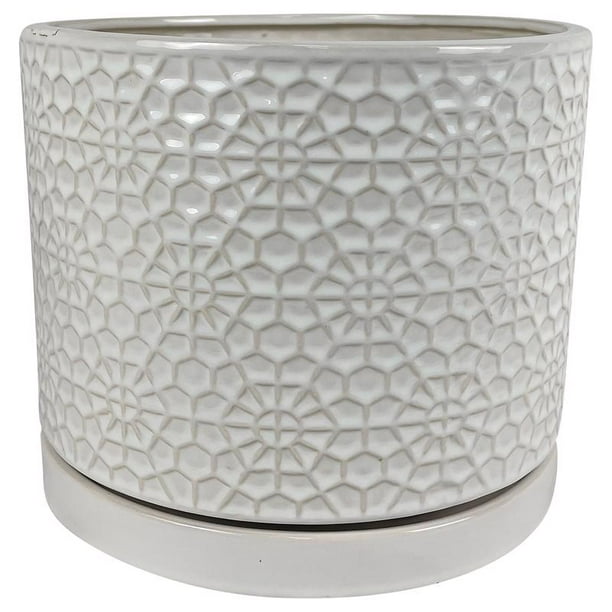 Maceta Border Concepts de cerámica Amelia White, 30 cm