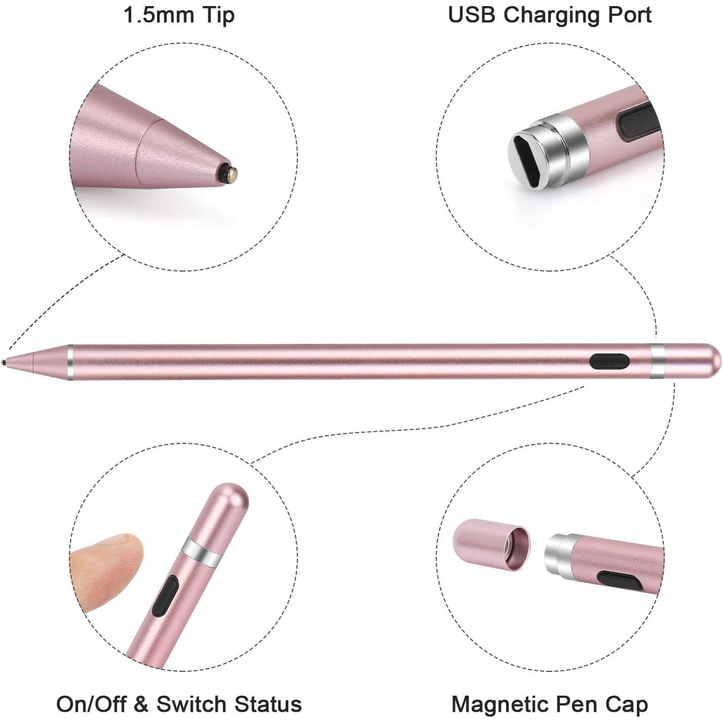 Digital Active Stylus Pen for iPhone 16/Pro/Max/Plus - Capacitive Touch Rechargeable Palm Rejection