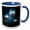 Blue/White, variant on 3drose, Gowing Furry Creatures with Tendrils and Large Eyes, in a Dark Forest., 11oz Two-tone Green Mug
