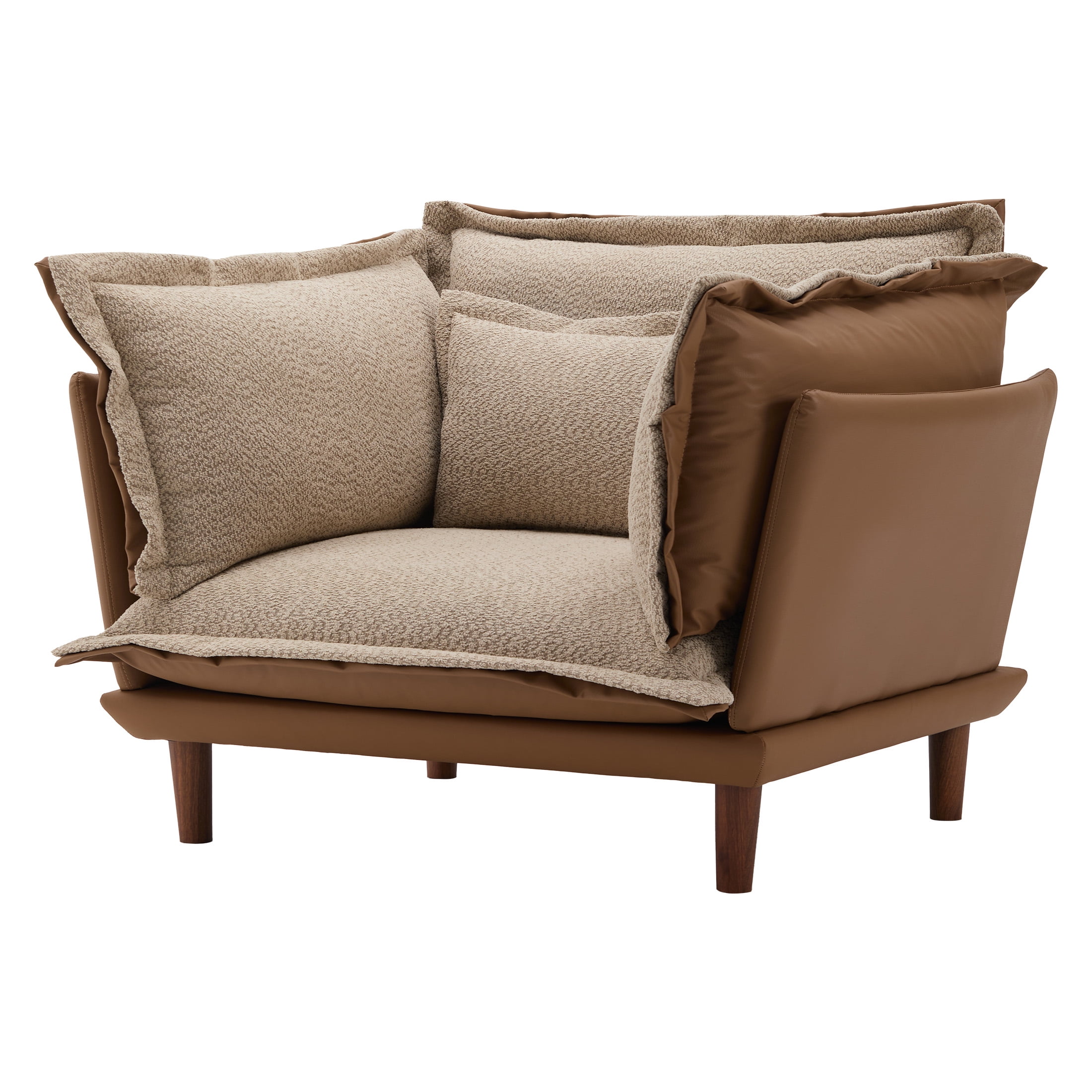 Aukfa Oversized Sofa Chair, Microfibers Accent Chair for Living Room, Dual-Sided Cushions, Brown