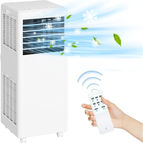 8000 BTU Portable Air Conditioner, 3-in-1 Cooling, Dehumidifying & Fan, Quiet Operation for Rooms Up to 350 Sq.Ft, Remote, 24H Timer, Sleep Mode, Window Kit
