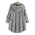 thumbnail image 3 of Dezsed Women's Coat Fleece Jacket Women Plus Size Button Plush Tops Hooded Loose Cardigan Wool Coat Winter Jacket Gray S, 3 of 4