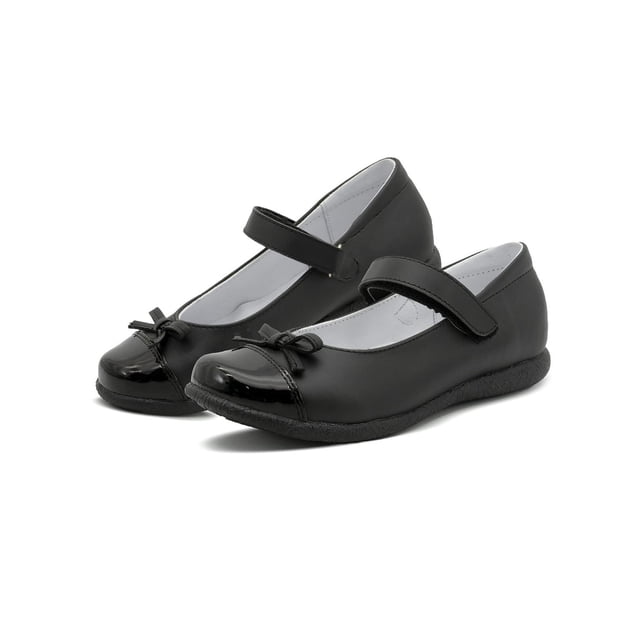 Zapato Escolar Dominiq Para Niña Con Moño Velcro Negro 22-26 negro 25
