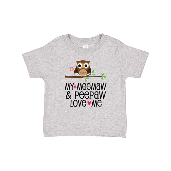 Inktastic My Meemaw and Peepaw Love Me Grandchild Owl Girls Baby T-Shirt