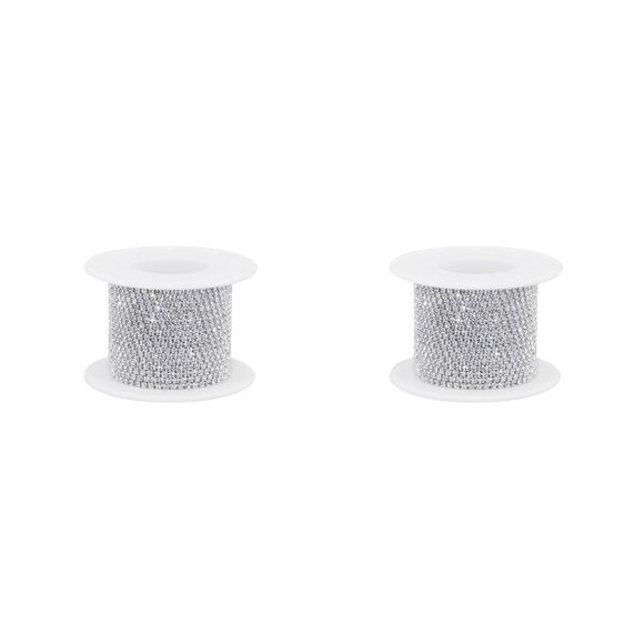 crativent Chaîne à Maillons en Strass à Coller Bracelets d'Artisanat Chaînes de Tasses Fournitures de Couture Colorées Vêtement Embouts de Manucure Accessoires Argent Blanc 2 Ensembles
