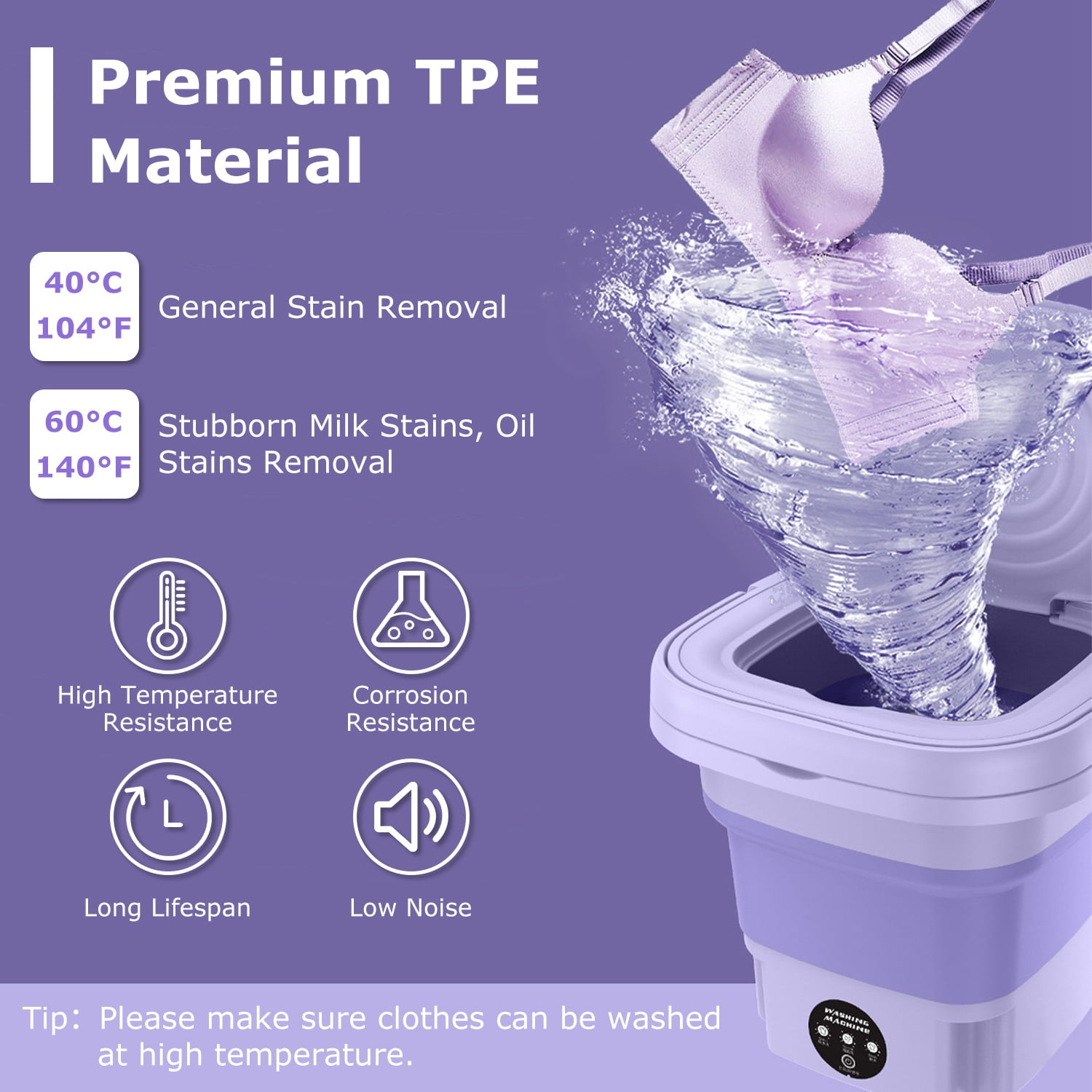 Portable Small Washing Machine, Teqhome 8L Capacity Foldable Mini Laundry Machine with Detachable Drain Basket 3 Modes, for Baby Clothes, Underwear or Small Clothes, Dorm, Camping, RV Travel Green