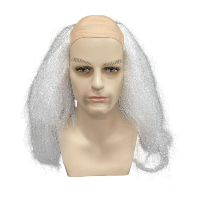 Accesorio de vestuario de peluca de tapa calva, resistente al calor, largo, sintético, fácil de cuidar para el rendimiento del escenario de Halloween