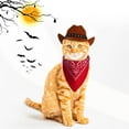thumbnail image 4 of Pet Cowboy Costume Halloween Costumes for Dogs Cat Cowboy Hat with Bandana Scarf (Small), 4 of 7