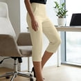 thumbnail image 4 of Riecok Suit Pants for Women with Pocket High Waist Wide Leg Capri Pants Solid Pull on Summer Trousers Formal Business Clothes, 4 of 8