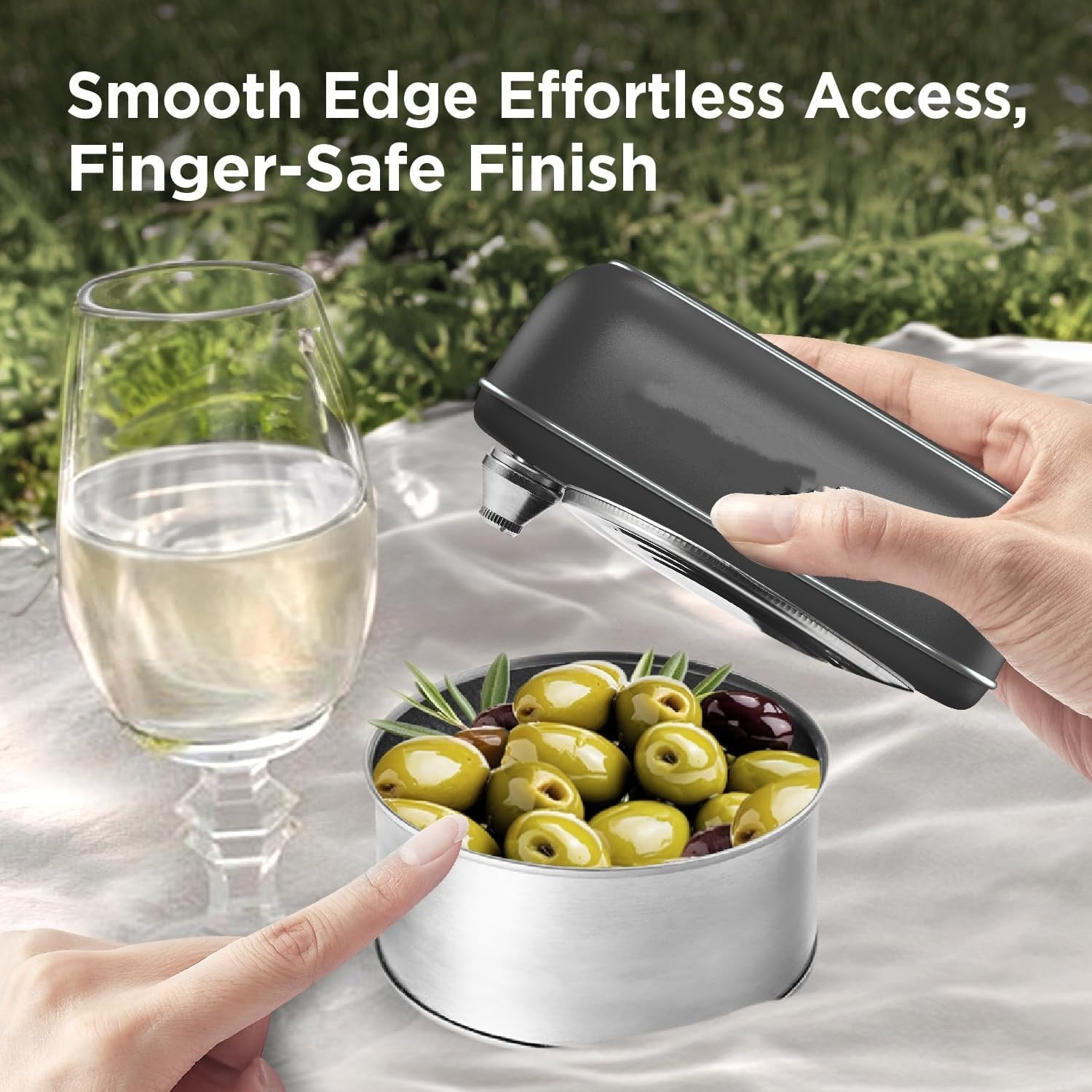 Orbit One Rechargeable Electric Can Opener: Hands-free, USB-C Charging, Automatic Stop, Smooth Edge, Safety, Blade for Large Cans, Heavy Duty, Soda and Pop Can, with Storage Box (Black)