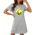 thumbnail image 5 of Camisón corto de talla grande para mujer, camisón de manga corta con estampado de pecho a la moda, camisón para mujer, 5 of 5