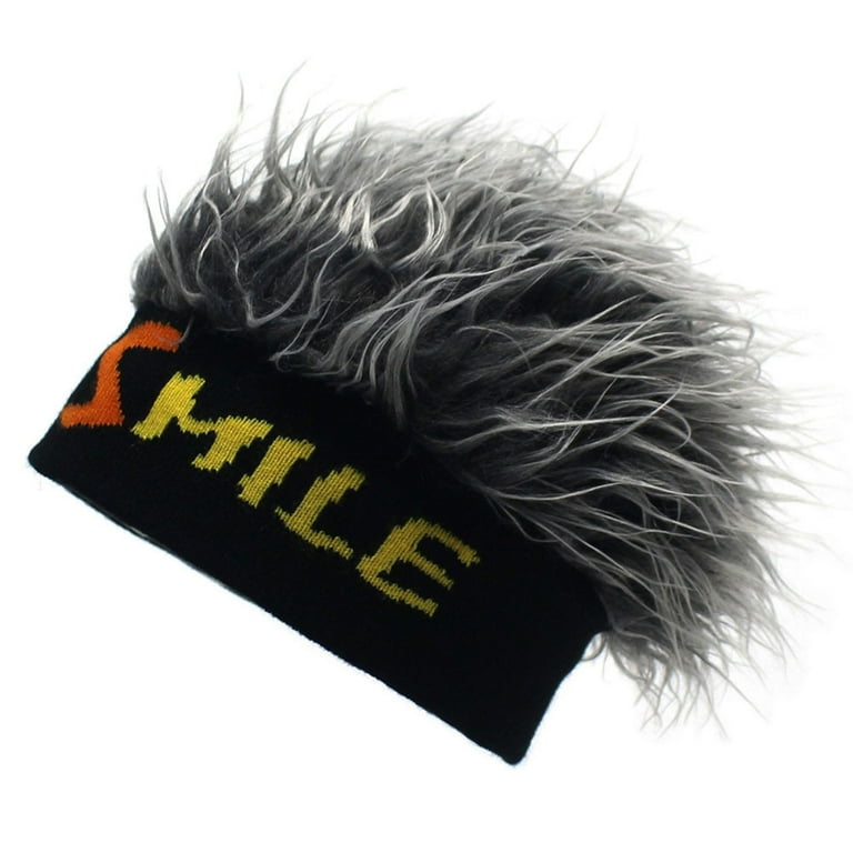 Wigs Hat Knit Beanie Classic Color Letter Pullover Knitted Hat for Boys Student Men Street Dance Blue Gray