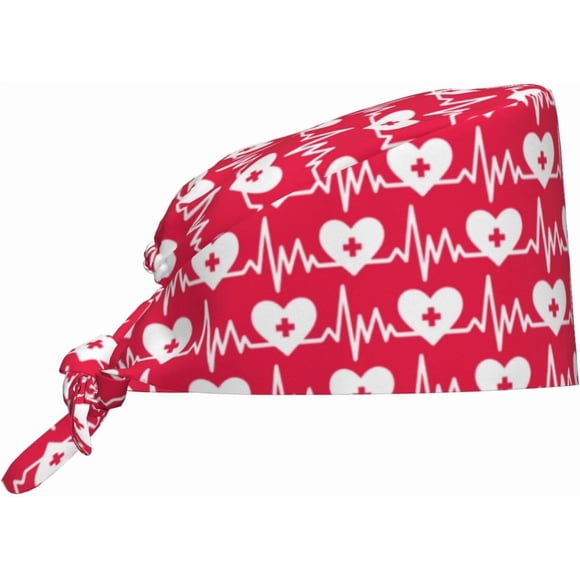 Working Cap Scrub Cap with Sweatband Adjustable Unisex Women Tie Back Hat Nurse Surgical Caps