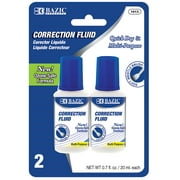 BAZIC Correction Fluid 20 ml, Bristle Brush White Out (2/Pack), 1-Pack